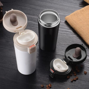 Double Walled Insulated Stainless Steel Flip Top Coffee Tumbler